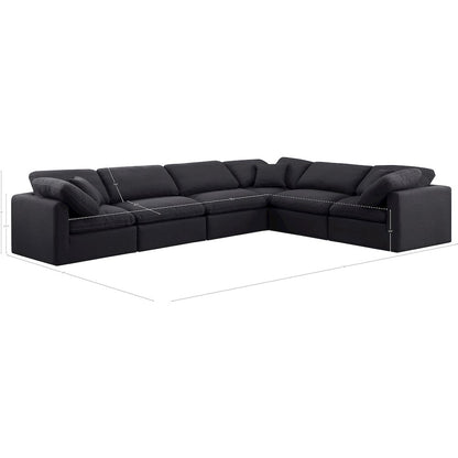 Indulge Black Linen Textured Fabric Modular Sectional