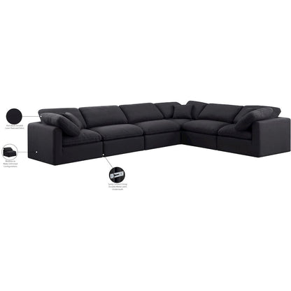 Indulge Black Linen Textured Fabric Modular Sectional