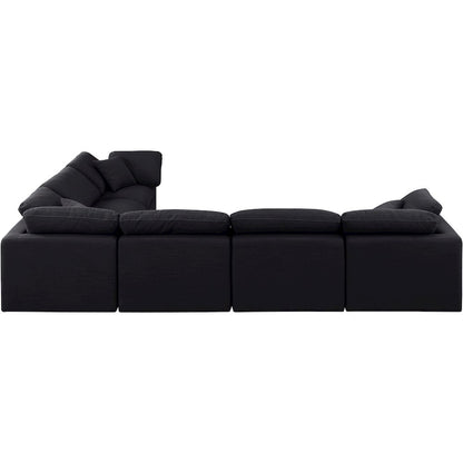 Indulge Black Linen Textured Fabric Modular Sectional