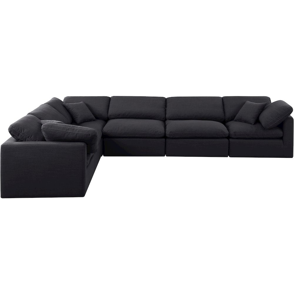 Indulge Black Linen Textured Fabric Modular Sectional