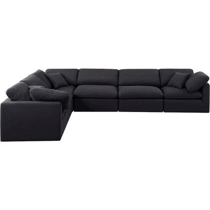 Indulge Black Linen Textured Fabric Modular Sectional