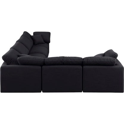 Indulge Black Linen Textured Fabric Modular Sectional