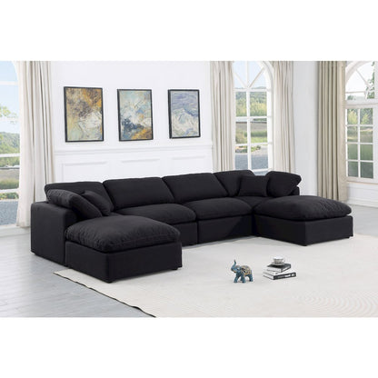 Indulge Black Linen Textured Fabric Modular Sectional