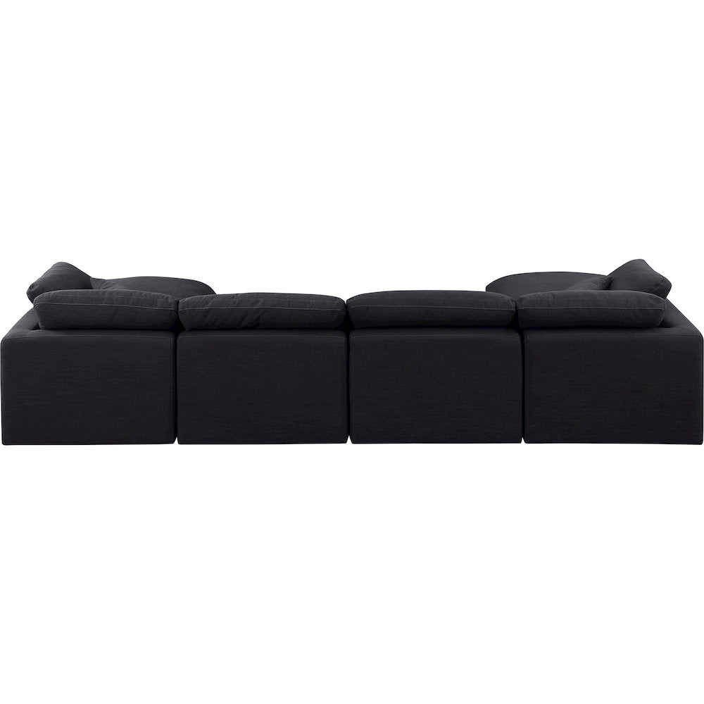 Indulge Black Linen Textured Fabric Modular Sectional