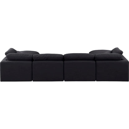 Indulge Black Linen Textured Fabric Modular Sectional
