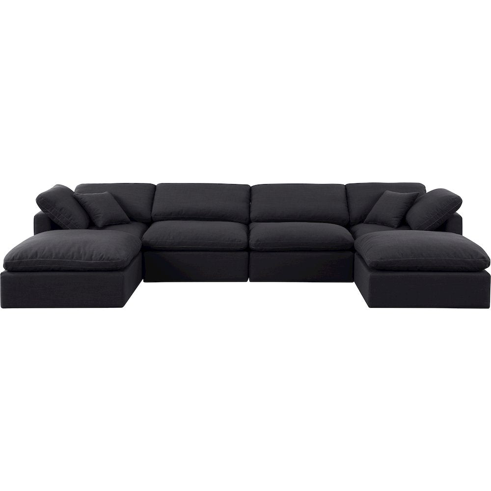 Indulge Black Linen Textured Fabric Modular Sectional