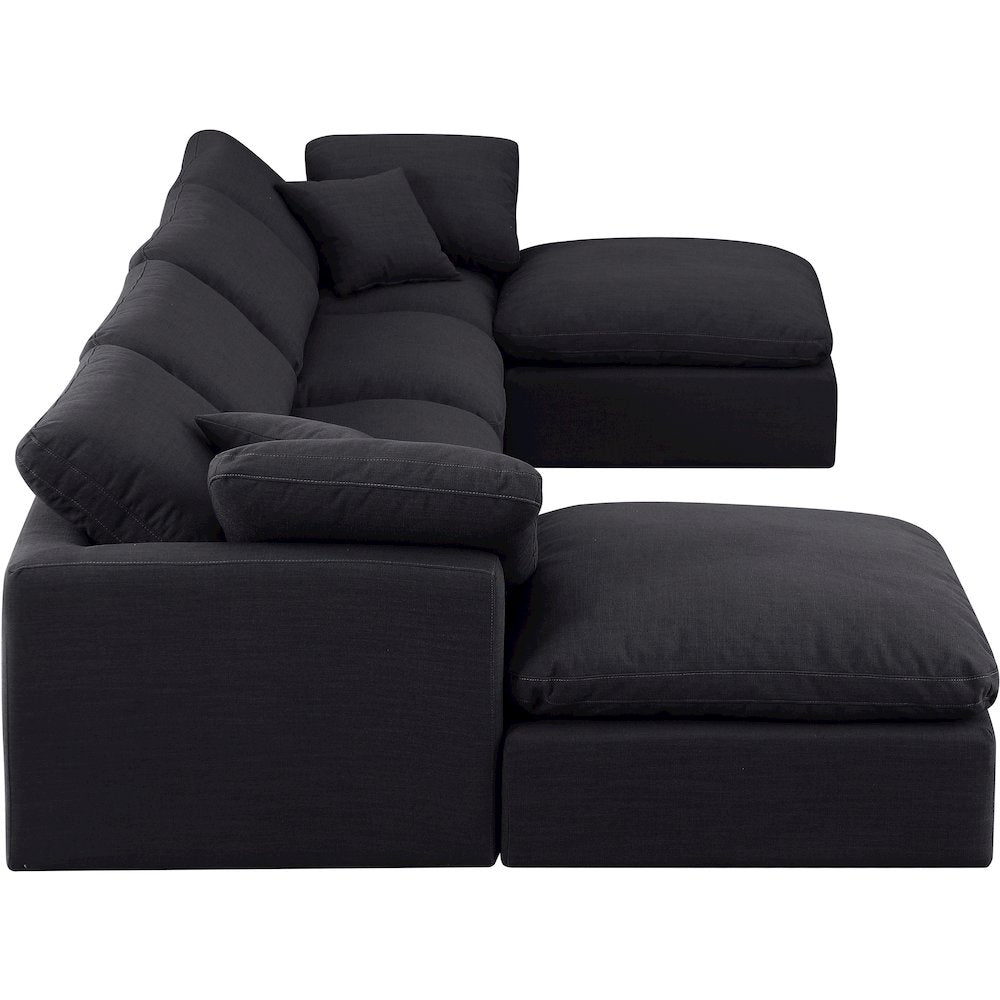 Indulge Black Linen Textured Fabric Modular Sectional