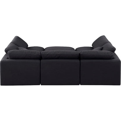 Indulge Black Linen Textured Fabric Modular Sectional
