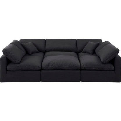 Indulge Black Linen Textured Fabric Modular Sectional