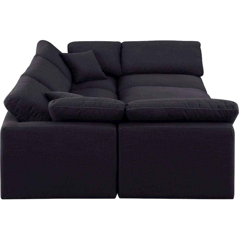 Indulge Black Linen Textured Fabric Modular Sectional
