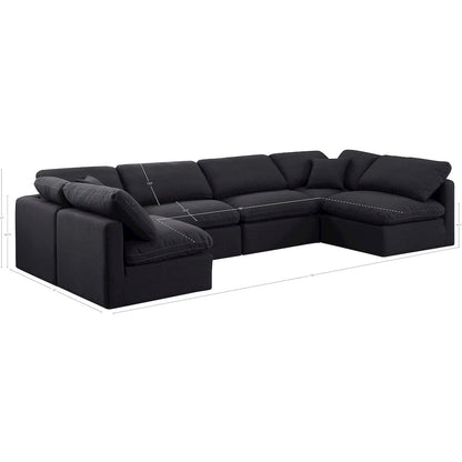 Indulge Black Linen Textured Fabric Modular Sectional
