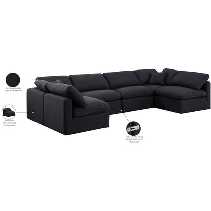 Indulge Black Linen Textured Fabric Modular Sectional