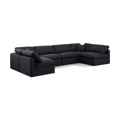Indulge Black Linen Textured Fabric Modular Sectional