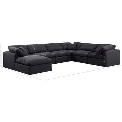 Indulge Black Linen Textured Fabric Modular Sectional