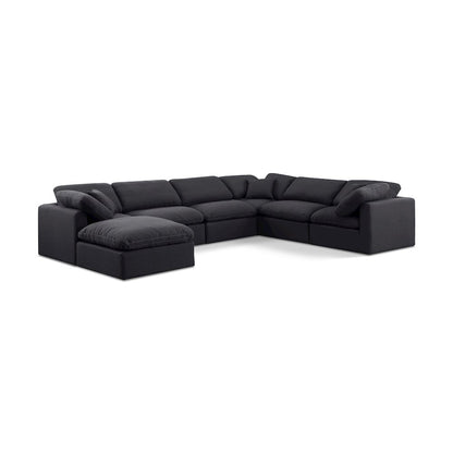 Indulge Black Linen Textured Fabric Modular Sectional