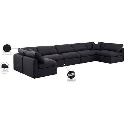 Indulge Black Linen Textured Fabric Modular Sectional