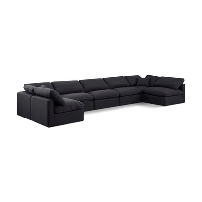 Indulge Black Linen Textured Fabric Modular Sectional
