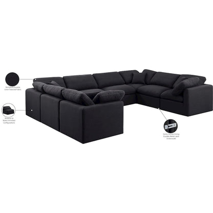 Indulge Black Linen Textured Fabric Modular Sectional