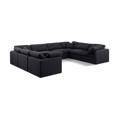 Indulge Black Linen Textured Fabric Modular Sectional