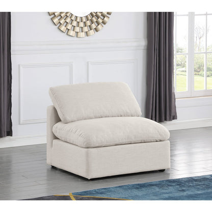 Indulge Cream Linen Textured Fabric Armless Chair