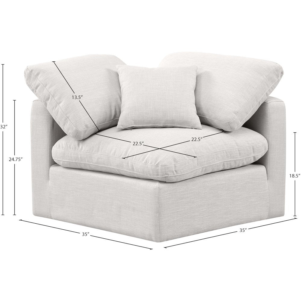Indulge Cream Linen Textured Fabric Corner Chair