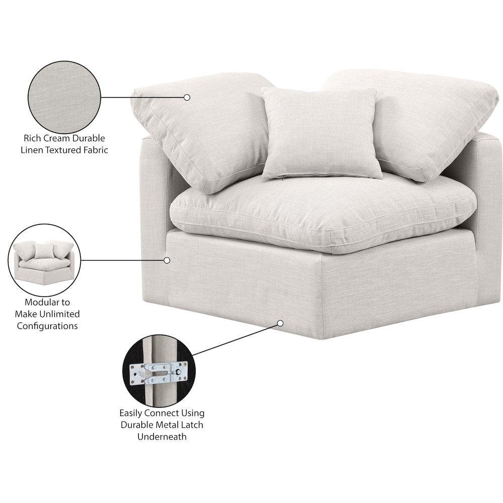Indulge Cream Linen Textured Fabric Corner Chair