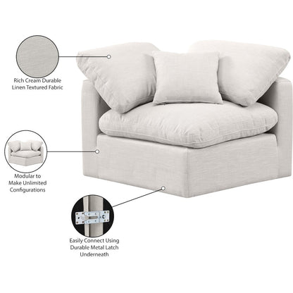 Indulge Cream Linen Textured Fabric Corner Chair