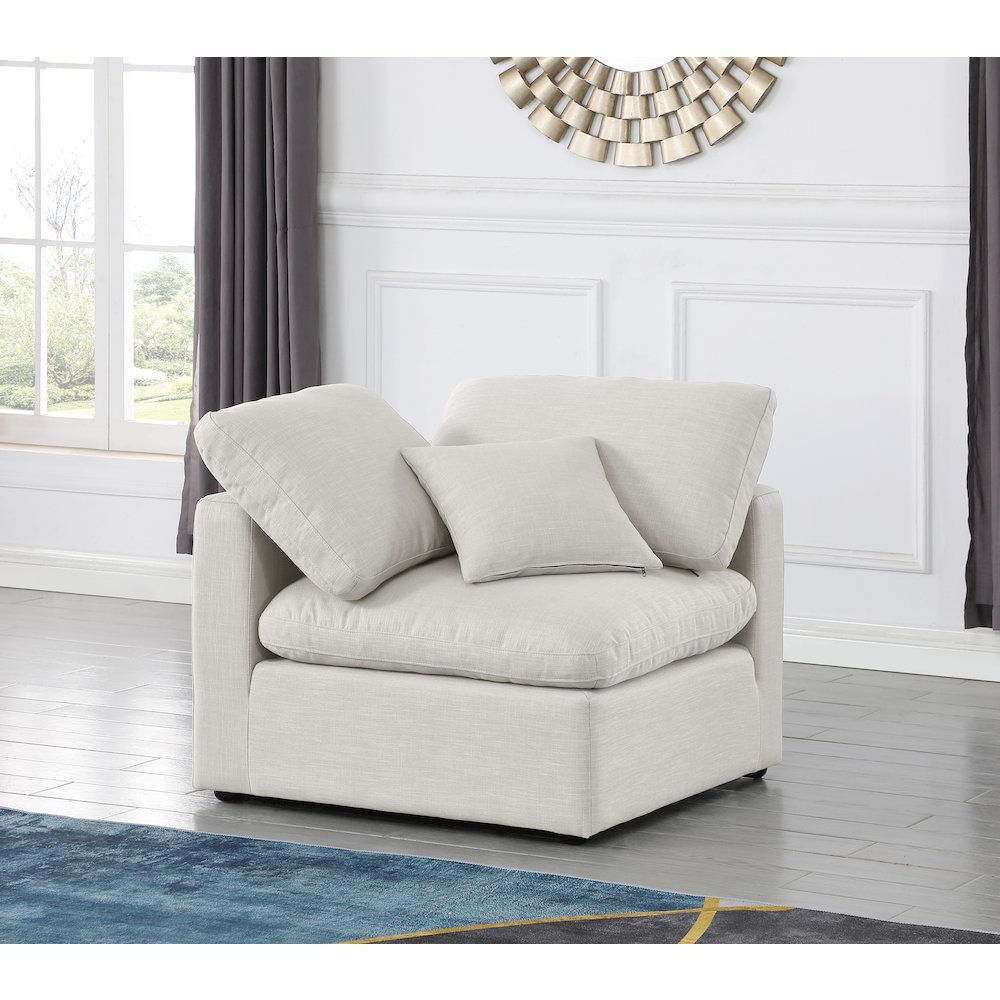 Indulge Cream Linen Textured Fabric Corner Chair
