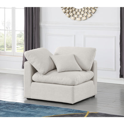 Indulge Cream Linen Textured Fabric Corner Chair