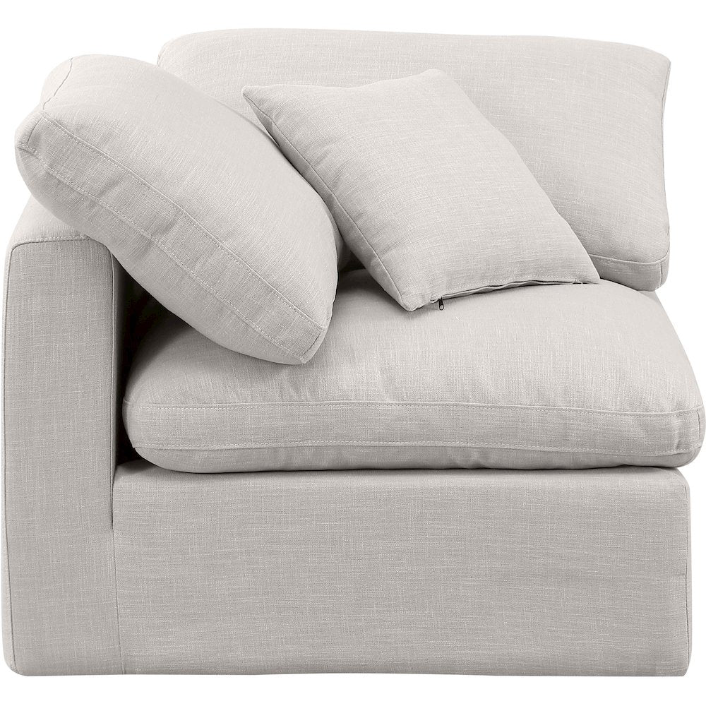 Indulge Cream Linen Textured Fabric Corner Chair