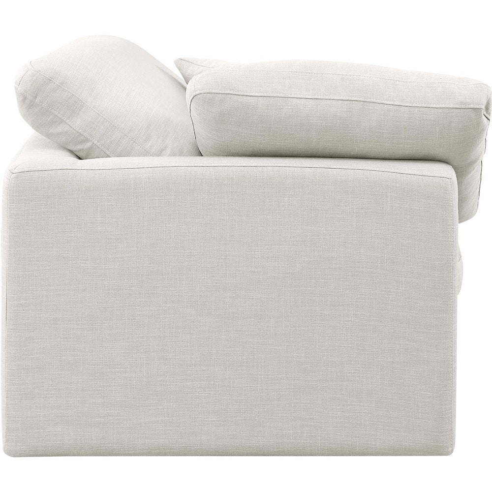 Indulge Cream Linen Textured Fabric Corner Chair