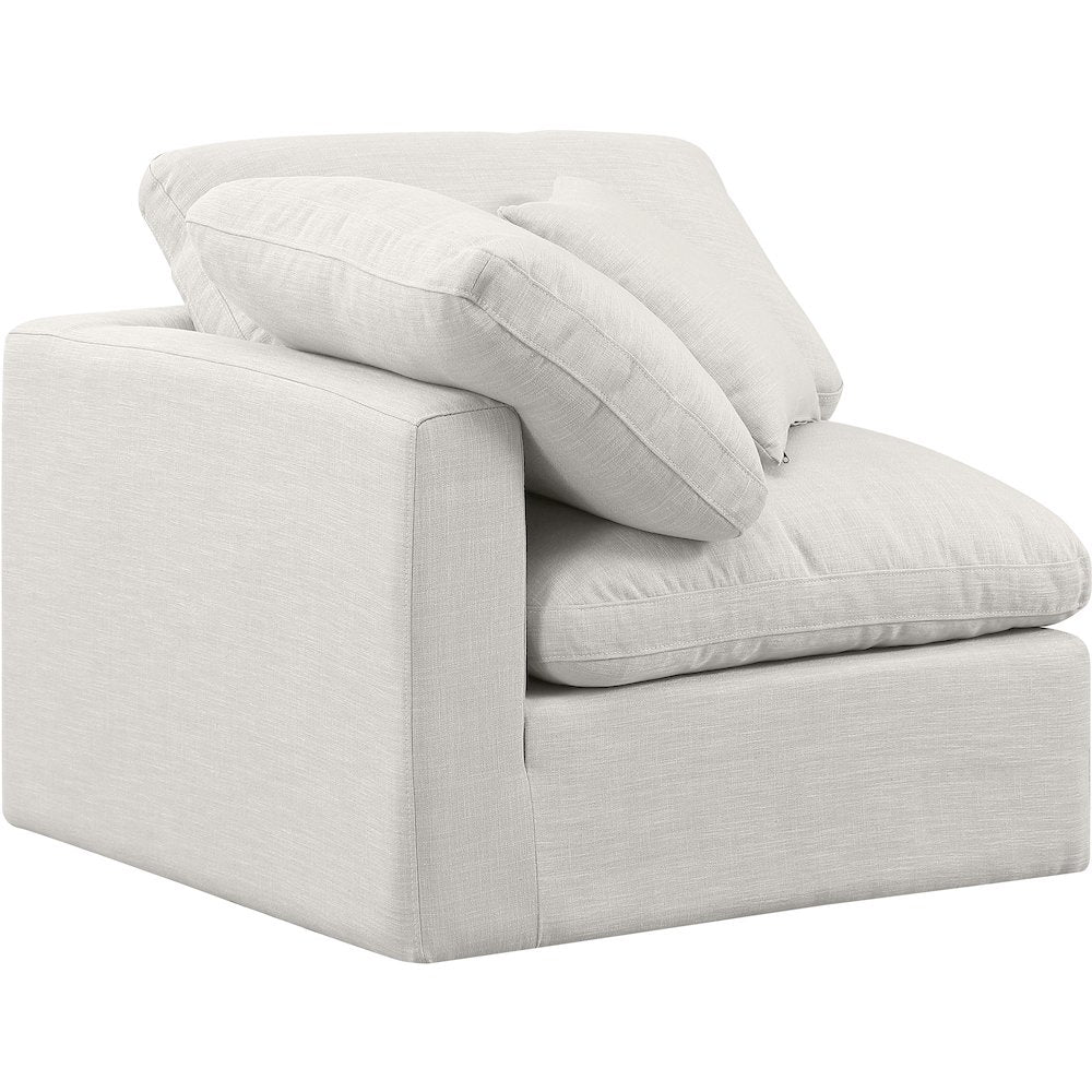 Indulge Cream Linen Textured Fabric Corner Chair