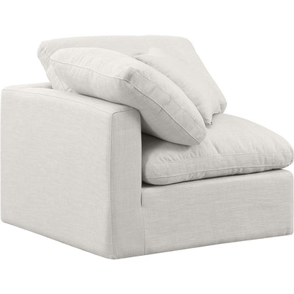 Indulge Cream Linen Textured Fabric Corner Chair