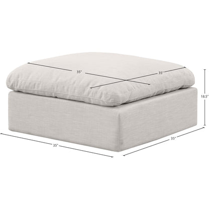 Indulge Cream Linen Textured Fabric Ottoman