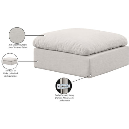 Indulge Cream Linen Textured Fabric Ottoman