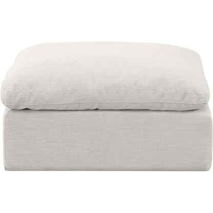 Indulge Cream Linen Textured Fabric Ottoman