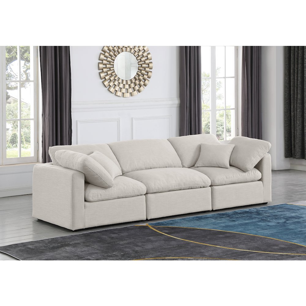 Indulge Cream Linen Textured Fabric Modular Sofa