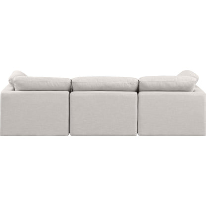 Indulge Cream Linen Textured Fabric Modular Sofa