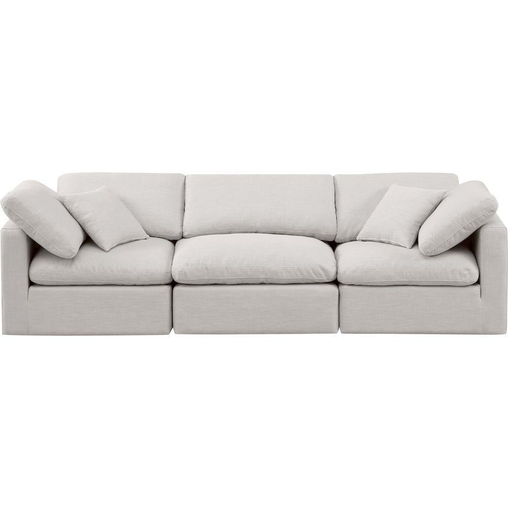 Indulge Cream Linen Textured Fabric Modular Sofa
