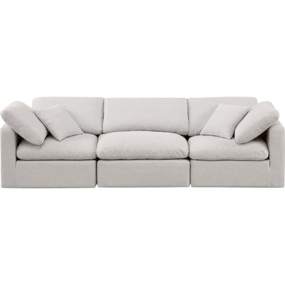 Indulge Cream Linen Textured Fabric Modular Sofa