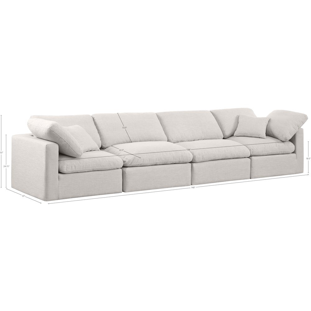 Indulge Cream Linen Textured Fabric Modular Sofa