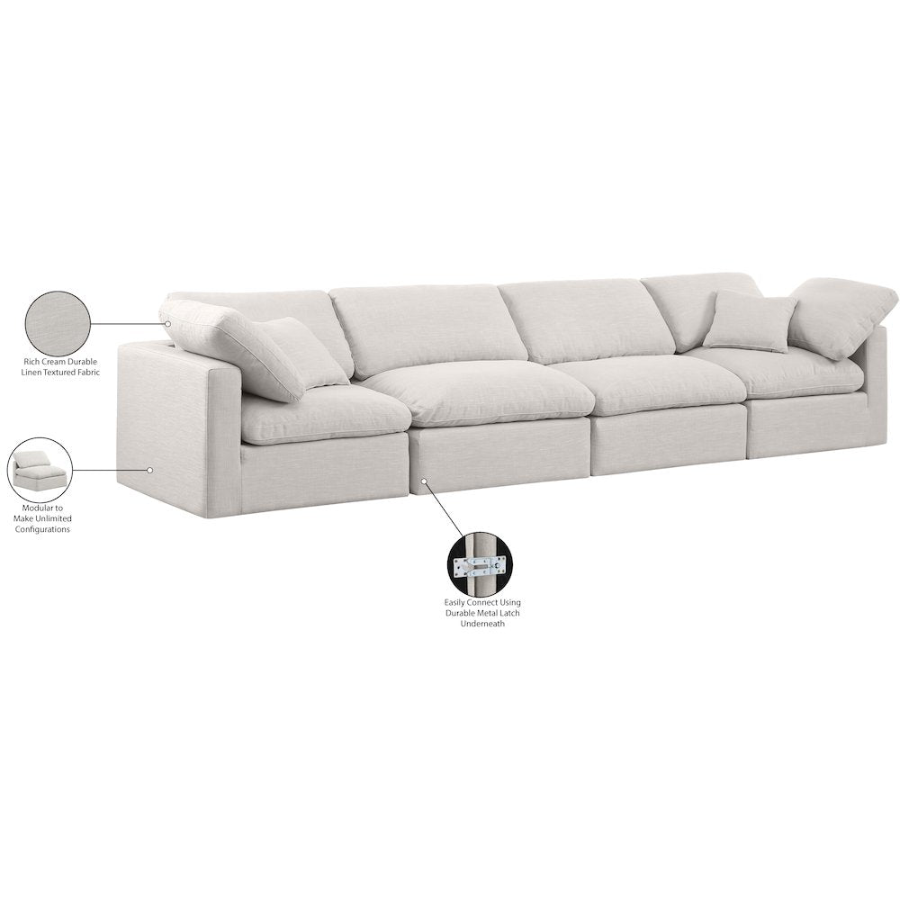 Indulge Cream Linen Textured Fabric Modular Sofa