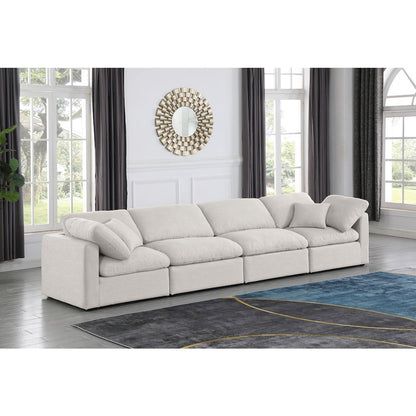 Indulge Cream Linen Textured Fabric Modular Sofa
