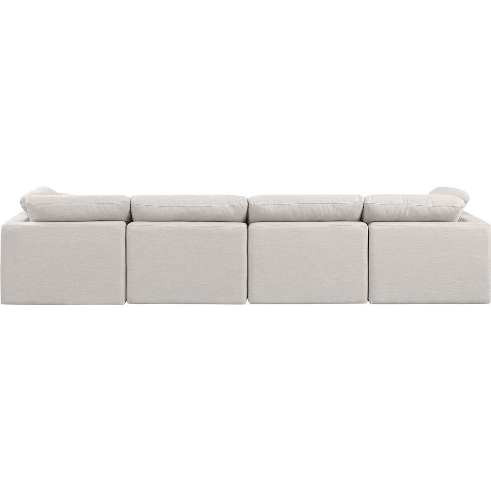Indulge Cream Linen Textured Fabric Modular Sofa