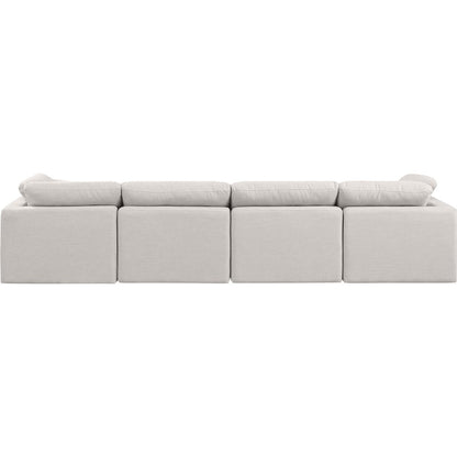Indulge Cream Linen Textured Fabric Modular Sofa