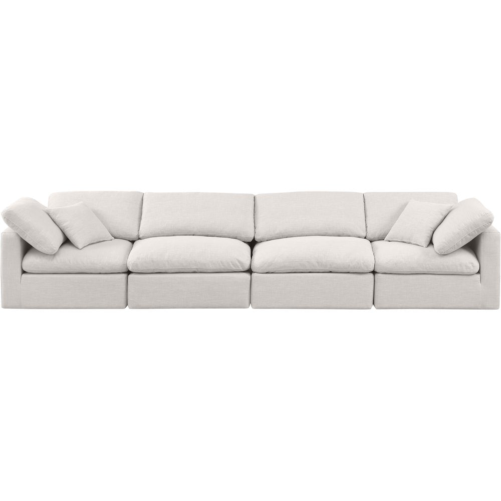 Indulge Cream Linen Textured Fabric Modular Sofa