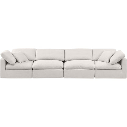 Indulge Cream Linen Textured Fabric Modular Sofa