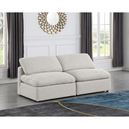 Indulge Cream Linen Textured Fabric Modular Sofa