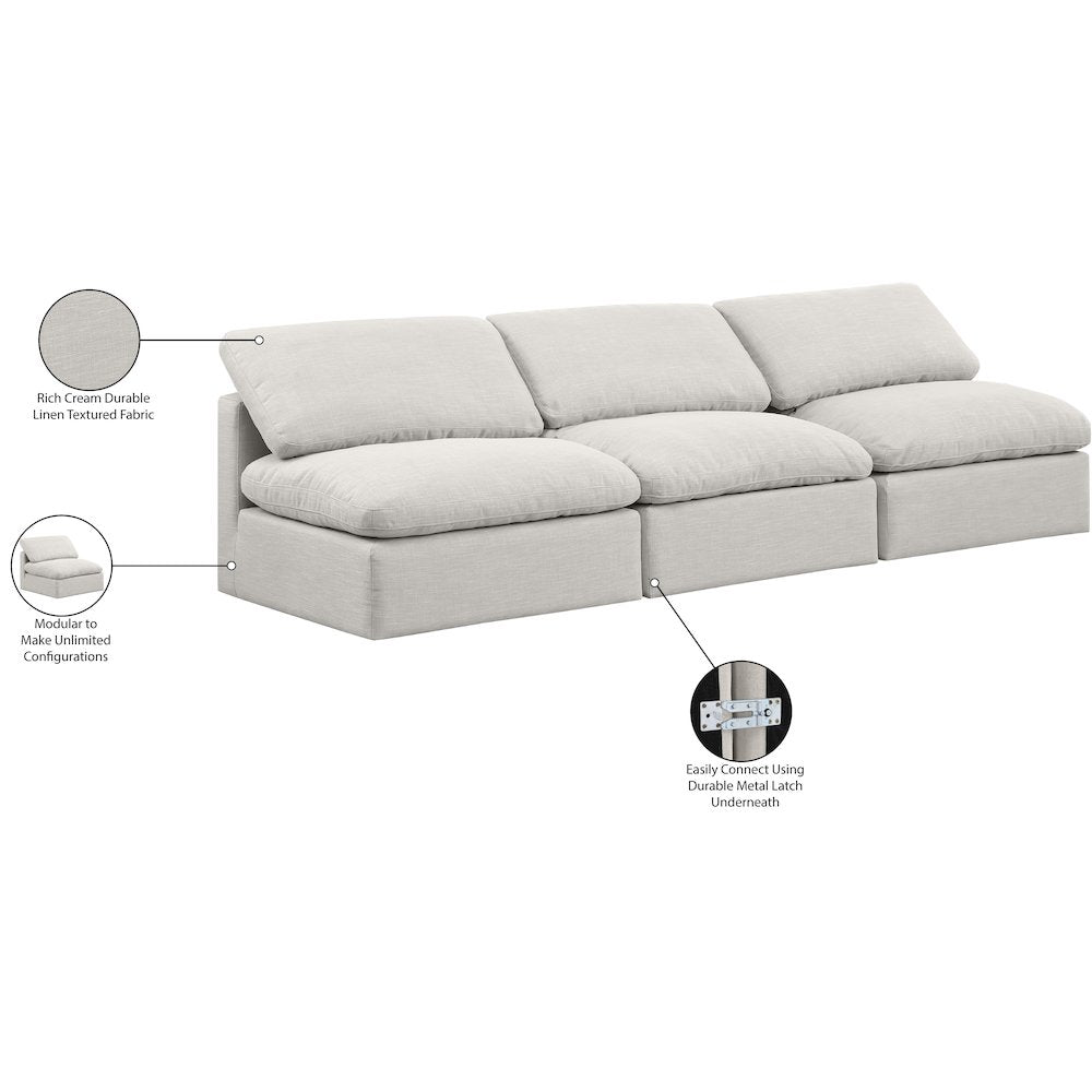 Indulge Cream Linen Textured Fabric Modular Sofa