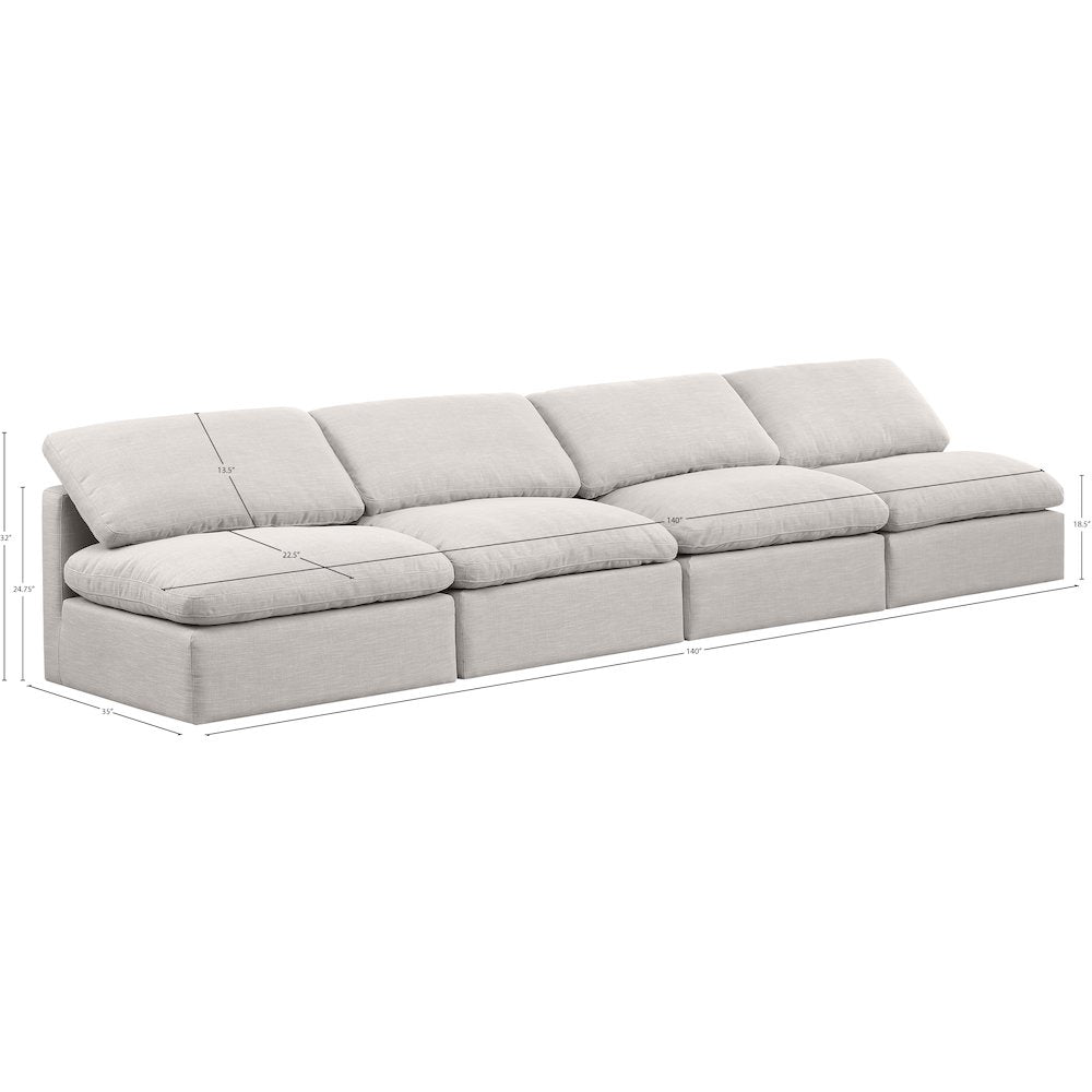 Indulge Cream Linen Textured Fabric Modular Sofa